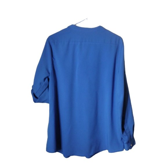 Fylo Top Womens Large Button Up Tab Sleeves Pockets Shoulder Tabs Office - Picture 2 of 16